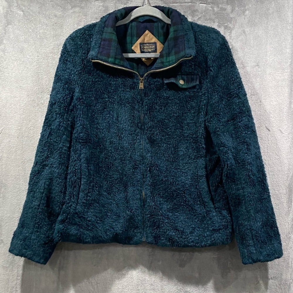 Pendleton Deep Pile Fleece Womens Sherpa‎ Blue Lined Jacket Women’s Size Small